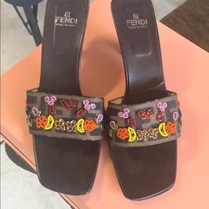 Fendi Women's Embellished Brown Sandals